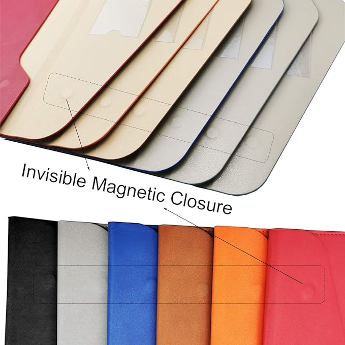 PU Leather A4 File Folder Document Holder Waterproof Portfolio Envelope Folder Case with Invisible Magnetic Closure Gray