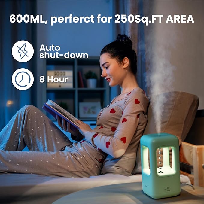 0.6L Mini Anti-Gravity Humidifier, Visual Floating Water Drop Cool Mist Humidifier for Bedroom, Desk & Indoor Plants, Quiet 36dB Night Light, Auto Shut-Off, Unique Gift Idea