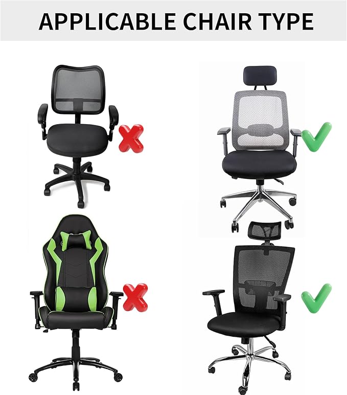 Ergonomic Office Chair Cover with Headrest Covers Black Jacquard Stretch Desk Chair and Headrest Slipcovers Washable