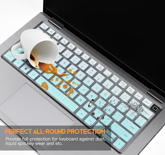 CaseBuy Keyboard Cover for Dell Latitude 7420 7430 7440 7450 14, Latitude 3450 3440 5450 5440 5430 5431 5420 9420 9430, Latitude 9510 9520 7520 15.6 & 7650 7640 16" Laptop Skin-Ombre Mint