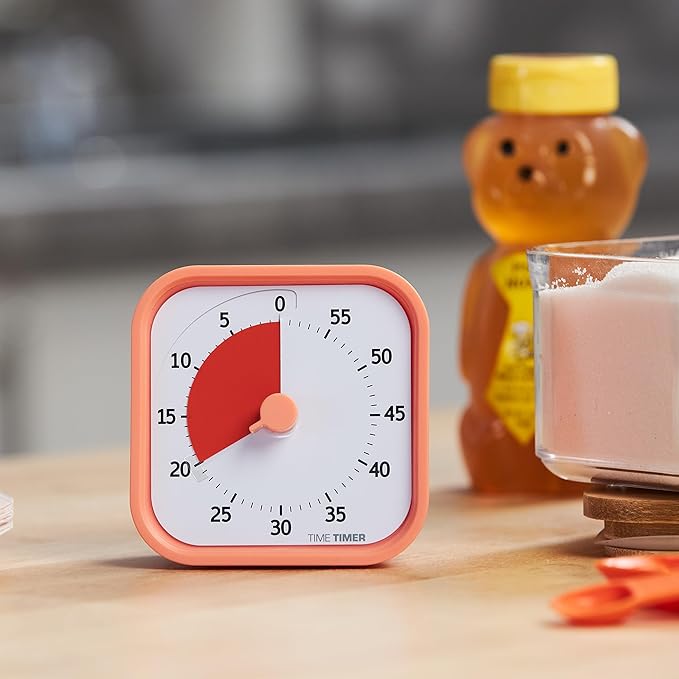 TIME TIMER Home MOD – 60-Minute Visual Timer, Homeschool Supplies Study Tool, Timer for Desk, Office, and Meetings with Silent Operation (Dreamsicle Orange)