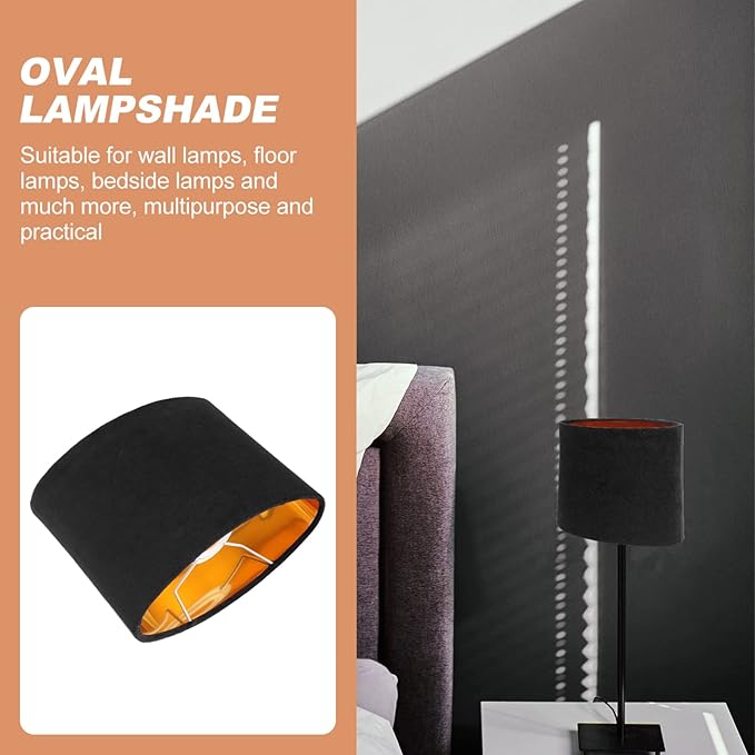 KALLORY Cloth Lamp Shade Oval Shaped Clip-on Lamp Cover Shade Accessories for Table Floor Pendant Lamp Replacement