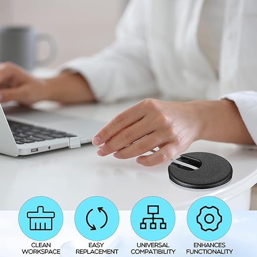 100 Pack 2 Inch Desk Grommet Desk Cable Wire Grommet Cord, PC Computer Desk Plastic Grommet Cord Tidy Cable Hole Cover Organizers for Office PC Computer Desk Cord Management (Black)