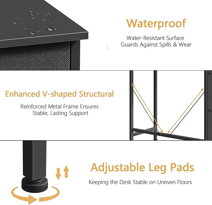 HIGDBFE Small Desk with 5 Fabric Drawers, 33 Inch Writing Desk for Home Office, Simple PC Desks for Small Place, Kids Girls Teen Study Table Vanity for Bedroom, Dorm, Black, 14" D