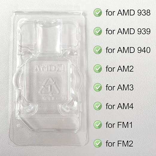 CPU Case Tray for AMD, Clamshell Plastic Protective Box Holder for 938 939 940 AM4 AM3 AM2 FM1 FM2 APU FX, Thicken Plastic Shell, with 10pcs Antistatic Bag + Label + Bubble Wrap, 10 Pcs