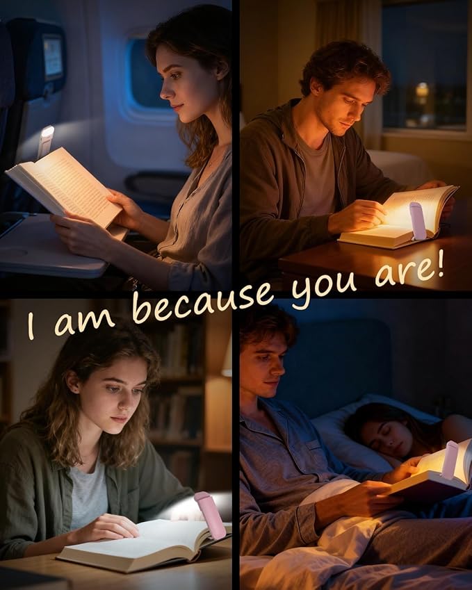 HEMONNKAM Book Reading Light, Rechargeable Clip on Booklight, Eye Caring 3 Color Temperatures & 5 Brightness Levels, Night Use for Bed, Long Lasting, Reading at Night in Bed, Pink