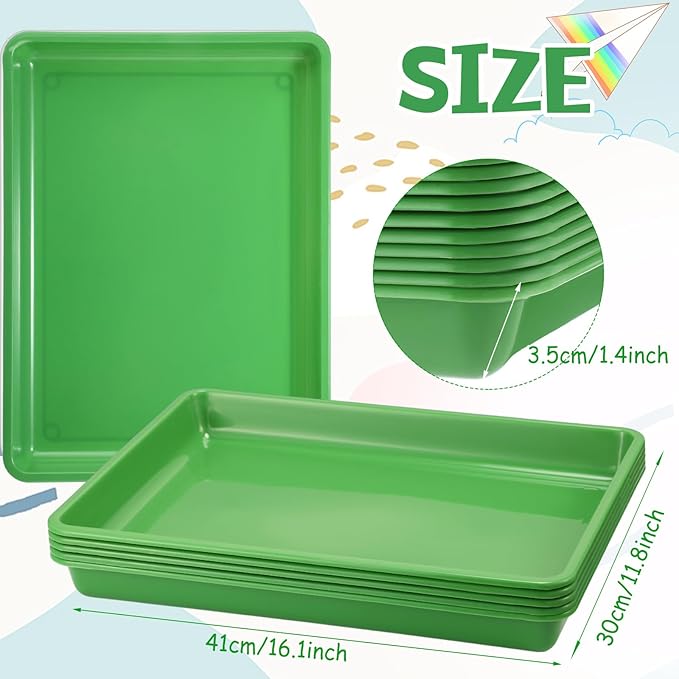 Hoteam 5 Pcs Paper Trays for Classroom Plastic Storage Bin Tray Bulk Stackable File Organizer for School Office Teacher Book Organization Supplies(Green,16.14 x 11.81 x 1.38 Inch)