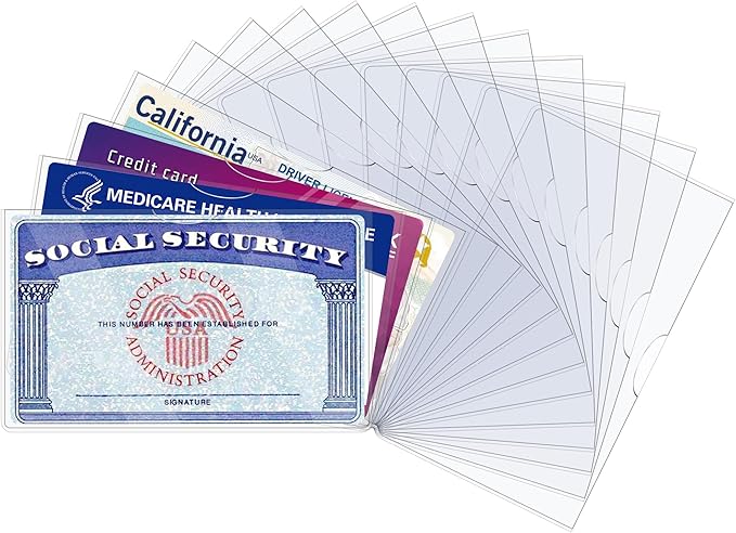 LIEMAND 16 Pack Social Security Card Protector Sleeves, Ultra Clear & Durable 31Mil Waterproof SSN/New Medicare/Credit Card Holder, Soft ID/Debit/Credit/Business Card Holder