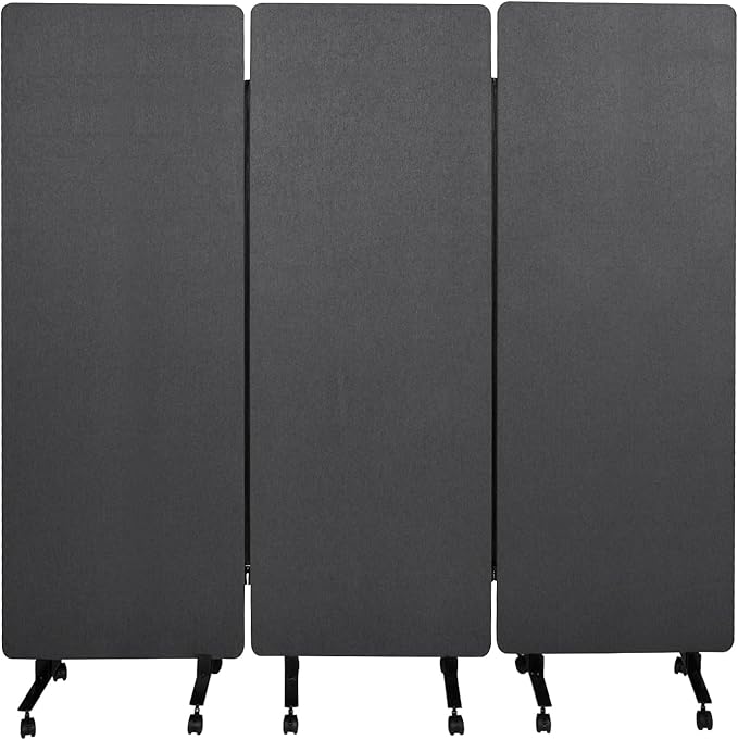 72" X 66" Acoustic Room Divider, 3 Panel Folding Privacy Partition with Wheels, FreestandingTackable Offices Screen, Portable Sound Proof Partition Wall for School, Clinic, Or Home Working Space
