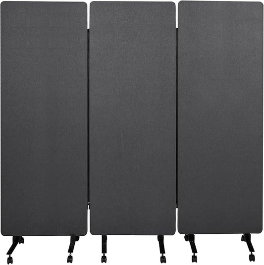 72" X 66" Acoustic Room Divider, 3 Panel Folding Privacy Partition with Wheels, FreestandingTackable Offices Screen, Portable Sound Proof Partition Wall for School, Clinic, Or Home Working Space