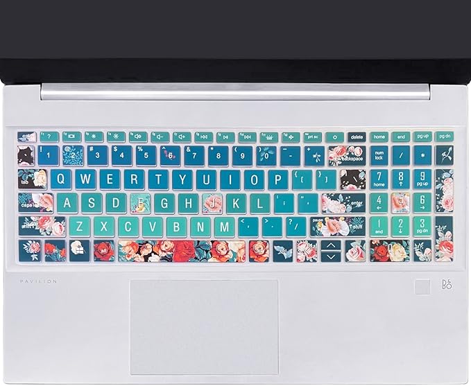 Silicone Keyboard Cover for 15.6 HP Laptop 15-fc 15-fd 15t-fd 15z-fc/HP Pavilion 15-eg 15t-eg 15-eh 15-er, 17z-ca 17-cn 17-cp 17z-cp Model Series,Red Rose