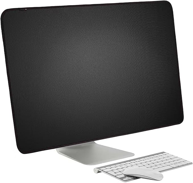 Monitor Dust Cover for iMac 27 inch PU Leather Anti-Static Dustproof Protective Cover for LCD/LED/HD Panel Case Computer Sleeve Monitor Dust Cover with Rear Pocket(Black, 27inch)