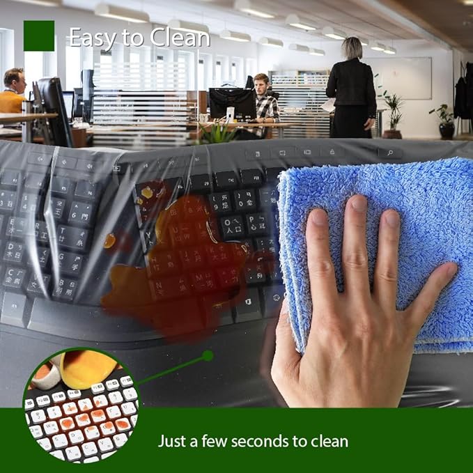 Universal KeyboardCap. Fully Covered Flat Style 0.025mm Waterproof Anti-Dust Desktop Keyboard Cover with Numeric Hospital/Dentist Use (Large Size 3 Pack)