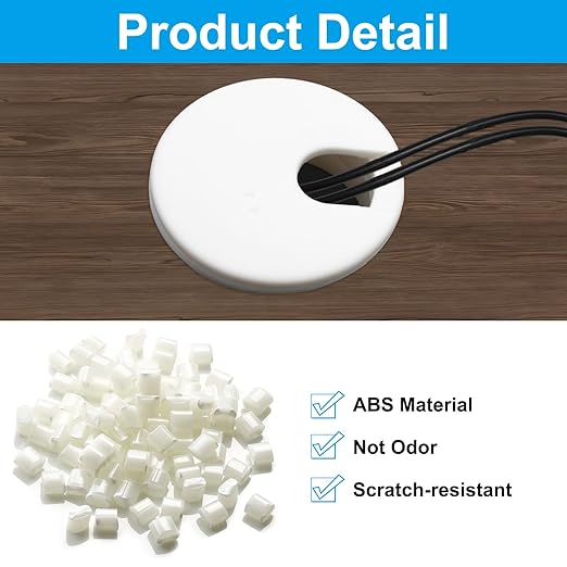 2Pcs 1-1/2 Inch Desk Grommet ABS Plastic Desk Hole Cover U-Shaped Desk Wire Hole Insert, 1.5Inch White Cable Hole Cover for Office Home School/Computer Desk