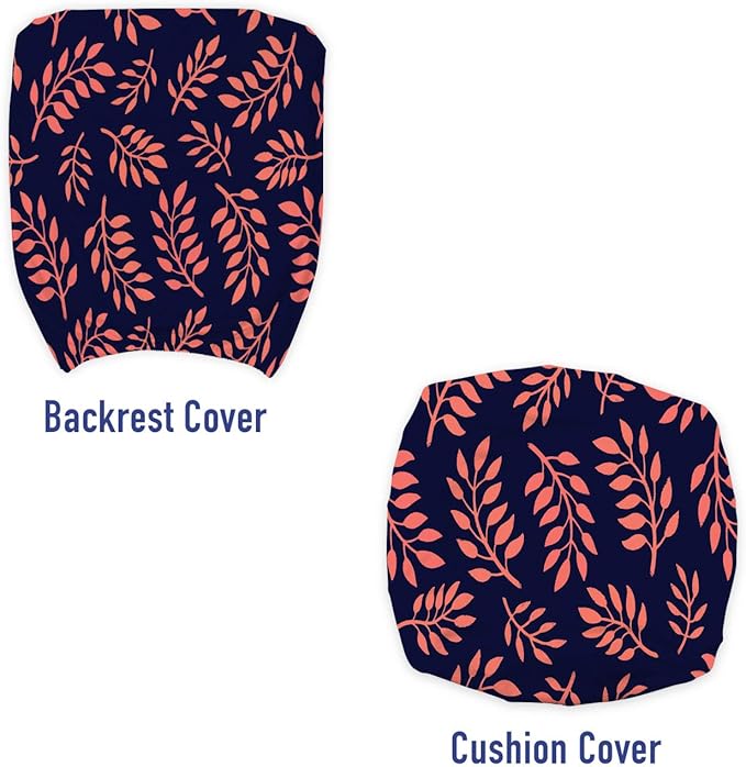 Ambesonne Coral Office Chair Slipcover, Continuous Pattern with Leafy Branches Abstract Bicolour Design, Protective Stretch Decorative Fabric Cover, Standard Size, Coral Purple