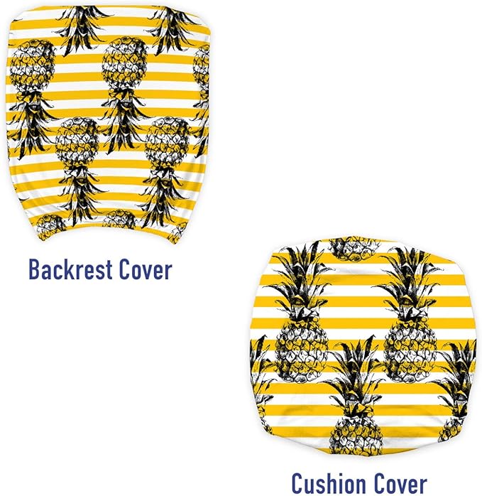 Ambesonne Fruits Office Chair Slipcover, Modern Pineapple Motif on Minimalist Backdrop Digital Composition, Protective Stretch Decorative Fabric Cover, Standard Size, Yellow White