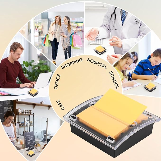 8 Pcs Pop Up Note Dispenser，Sticky Note Holder ，3 x 3 Inch，Clear Top and Black Base Sticky Notes Dispenser for School Office Home Store Classroom Desk Supplies