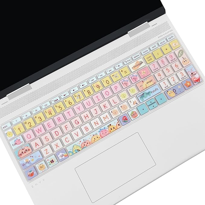 Silicone Keyboard Cover for 15.6 HP Laptop 15-fc 15-fd 15t-fd 15z-fc/HP Pavilion 15-eg 15t-eg 15-eh 15-er, 17z-ca 17-cn 17-cp 17z-cp Model Series,Cute Fruits