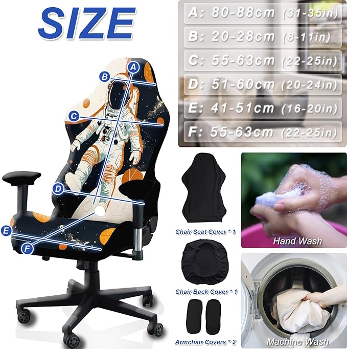 Gaming Chair Covers Slipcovers, 3D Printing Stretchable Elastic Computer Reclining Gaming Chair Seat Cover with Armrest Cover (No Chairs)(D)