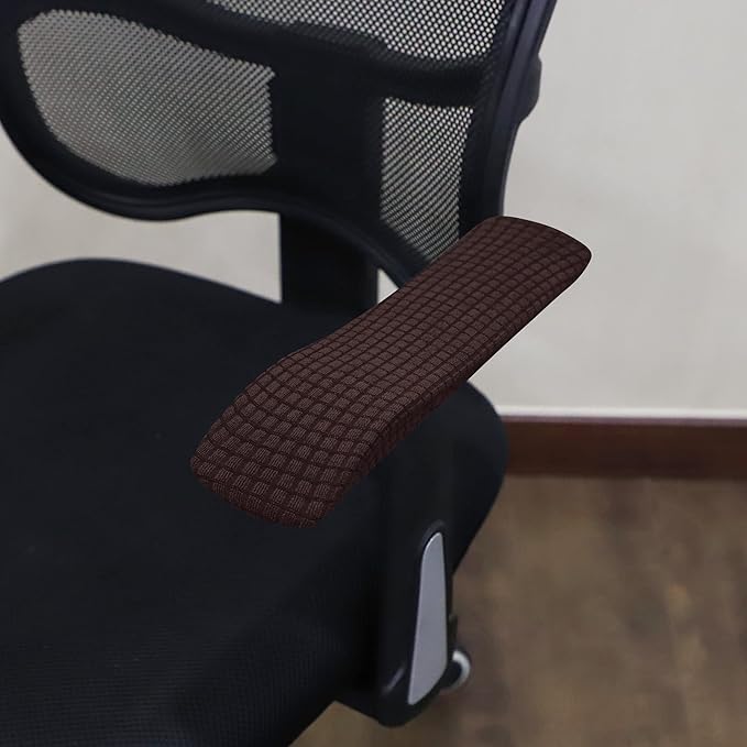 FORCHEER Desk Chair Arm Covers Brown Stretchable Water-Resistant Jacquard Office Chair Armrest Covers Set of 2 Washable-Dark Brown