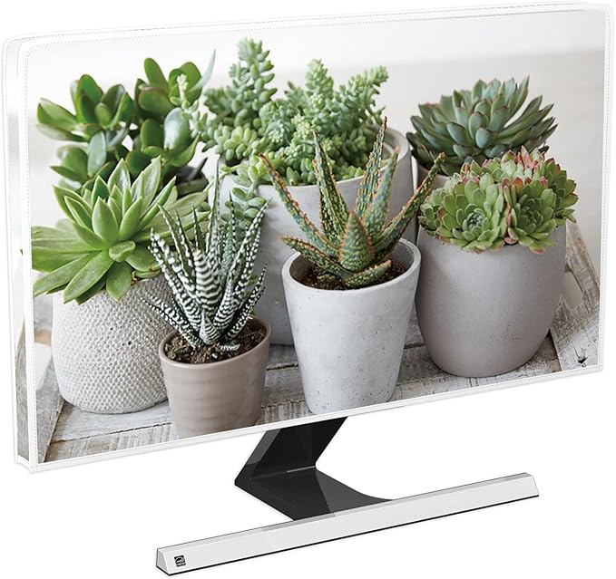 Green Botanical Waterproof 58, 59, 60 Inch Anti-Static Dustproof LCD/LED/HD Decorative Potted Plant Panel Case Screen TV Covers Sleeve Compatible with Television LED LCD OLED
