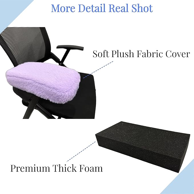 SPRING SEAON Office Chair Arm Covers Plush Office Chair Arm Pads Premium Memory Foam Gaming Chair Armrest Cushion Provide Cushioning for Elbows and Forearms 2 Pack Arm Chair Covers for Arms (Black)
