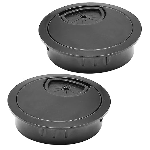 Desk Grommet 2-1/16" (53 mm), Desk Cord Hole Cover, Cable Grommet Metal Zinc Alloy Materilal, Desk Hole Grommet for Office and Home Table Cable, Detachable Cable Cord Organizer (Flat Black 2 Pcs)