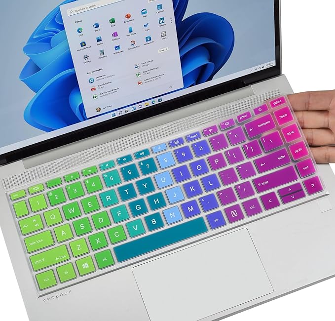 Colorful Keyboard Cover for HP Probook 440 445 G8 G9 G10 14 inch 2023 2022, HP Probook 640 G7 G8 14" Notebook Protector Skin(Not Fit Probook 440 445 G5 G6 G7 G11) -Rainbow