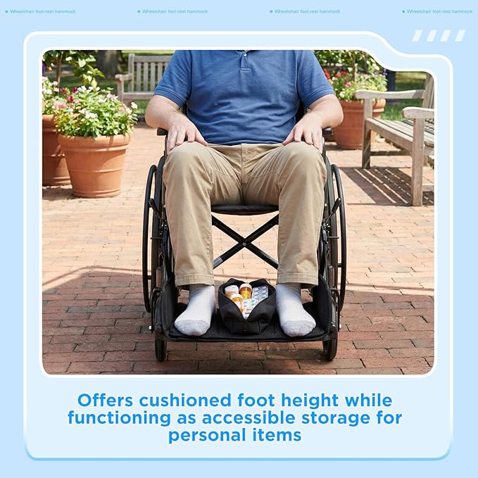 2 Kit Wheelchair Footrest Hammock with Storage Pouch, Adjustable Leg Rest Footrest Hammock, Portable Hanging Foot Sling Replacement for Airplane Wheelchair Essential Accessories