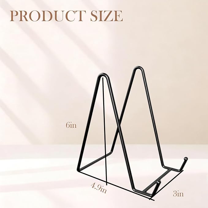 10-Pack 6-Inch Book Display Stand Metal Black Frame Book Holder for displaying Pictures, Photos, and easels. Ideal as a Display Stand for Home, Office, Creations, and Collectibles.