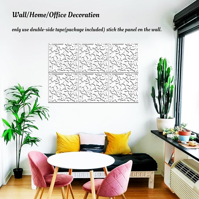 Lchen Hanging Room Divider Panel, 12 Pieces White Screen Panels Solid Board Cut Room Partition Home Decoration(Mixed,15.7"x15.7"x0.03")