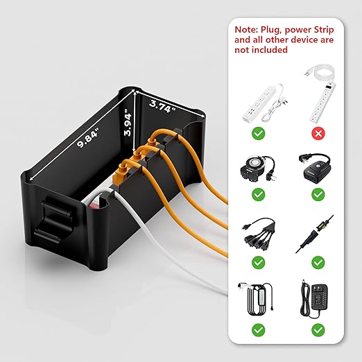 Diivoo Medium Weatherproof Extension Cord Cover, Outdoor Plug Protector Waterproof, Outdoor Extension Cord Box for Power Strip, Holiday Lights, Patio Heaters, Black