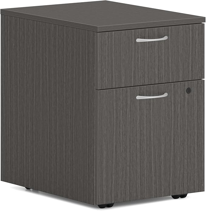 HON MOD 2 Drawer File Cabinet On Wheels, Mobile Pedestal for Filing Cabinets for Home Office, 15" W Portable Storage, Slate Teak