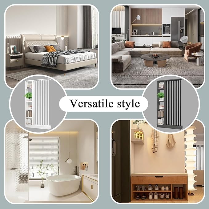 Room Divider with Shelves, Entrance Hall Partition Screen Column Floor to Ceiling - Freestanding Room Divider with Storage Shelf, Freestanding Decor for Bedroom (A White + White, 39.4in / 100cm)