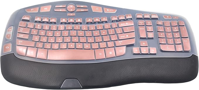 Silicone Keyboard Skin Cover Compatible for Logitech K350 MK550 MK570 Wireless Wave Keyboard, Logitech K350 MK550 MK570 Keyboard Skin (Rose Gold)