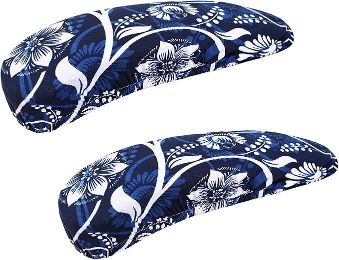 Smiry Stretch Printed Office Chair Armrest Covers, 2 Pcs Soft Fit Removable Washable Computer Desk Chair Arm Covers Protector, Navy Blue