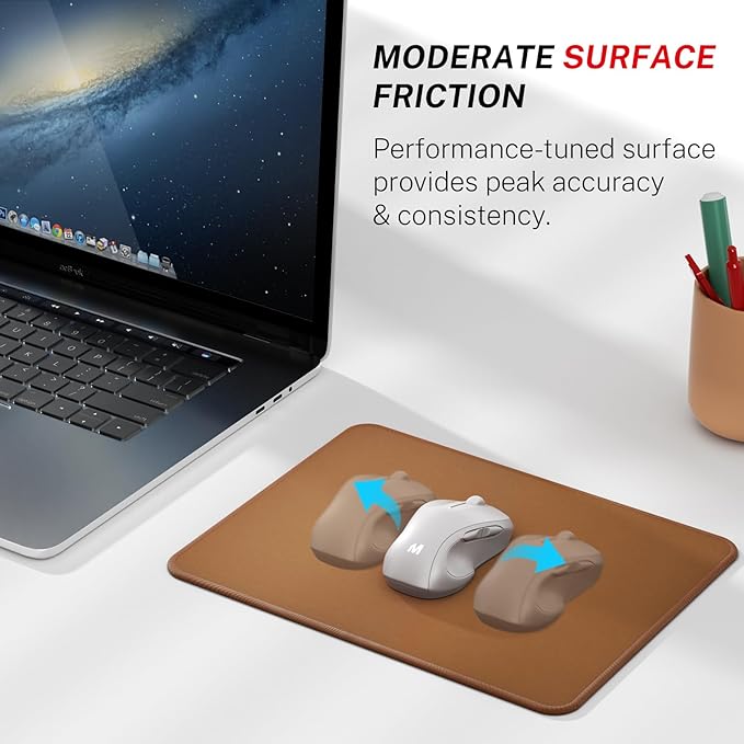MROCO Mouse Pad [30% Larger] with Anti-Fray Stitched Edges, Premium-Textured Waterproof Surface, Non-Slip Rubber Base, Computer & Gaming Mouse Mat for Laptop, Office & Home, 8.5 x 11 in, Coffee Brown