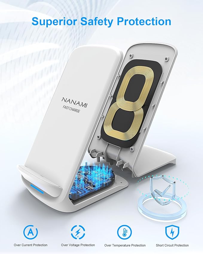 NANAMI Fast Wireless Charger, 10W Max Wireless Charging Stand with PD20W Adapter Charger Compatible for iPhone 17/17 Air/17 Pro/17 Pro Max/16/15/14/13/12,Samsung Galaxy S26/S25/S24/S23/S22/S21/Note 20