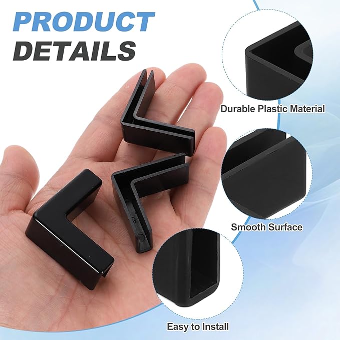 uxcell 24Pcs Plastic Glass Connector, Suitable for 5mm Thick l Shaped Glass to Glass Clamp, Fixing Bracket Rimless Clip Holder for Aquarium Fish Tank Display Shelves, Black