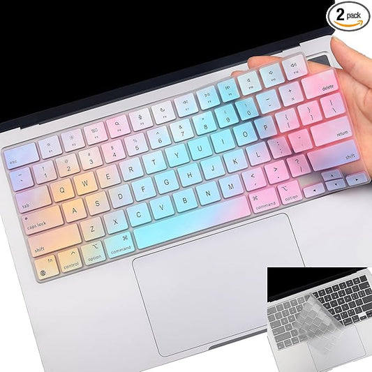 2 Pack Keyboard Cover for MacBook Pro 16" 14" M5-M1 Pro/Max A3426 A3427 A3428 A3429 A2442 A2779 A2918 A2992 A2485 A2780 A2991, MacBook Air M5-M2 13.6" 15.3" A3448 A3449 A2941 A3114 A2681 A3113 US