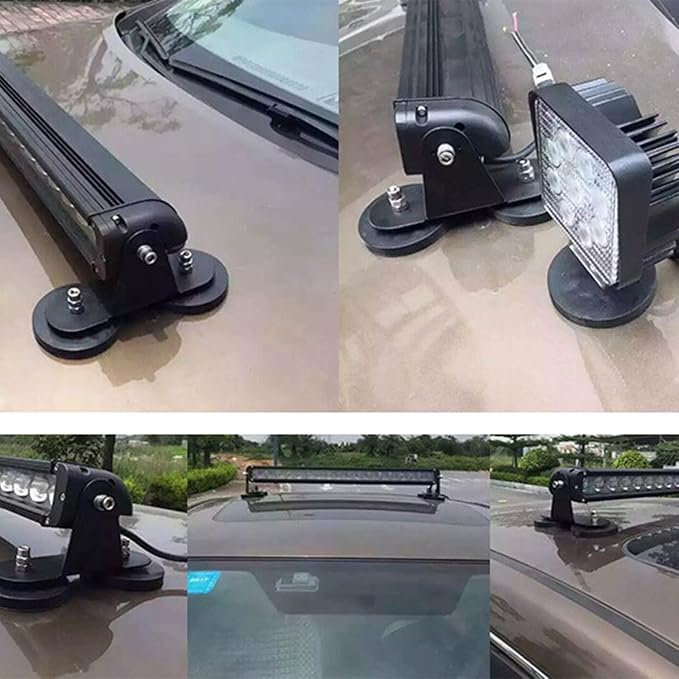 2PCS LED Bar Strong Magnetic Mounts, Universal Magnetic Base Light Mount Rubber Pad Bracket Sucker Roof Off Road Holder for Truck Off Road Roof Outdoor Work Light (D66-1.76lb)