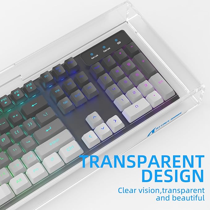 Attack Shark KC04 Acrylic Clear Transparent Keyboard Cover(17.4 * 6.5 * 1.89 inch) with Dustproof Waterproof Anti-hit Anti-cat Protective Case for Standard 104Key Mechanical Gaming Keyboard