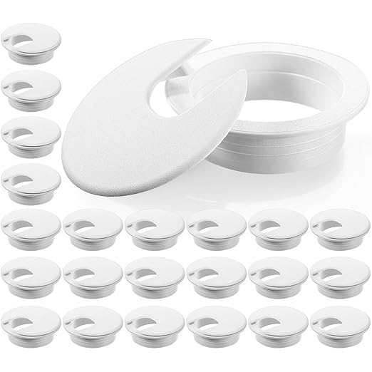 25 Pack 2 Inch Desk Grommet Desk Cable Wire Grommet Cord, PC Computer Desk Plastic Grommet Cord Tidy Cable Hole Cover Organizers for Office PC Computer Desk Cord Management (White)