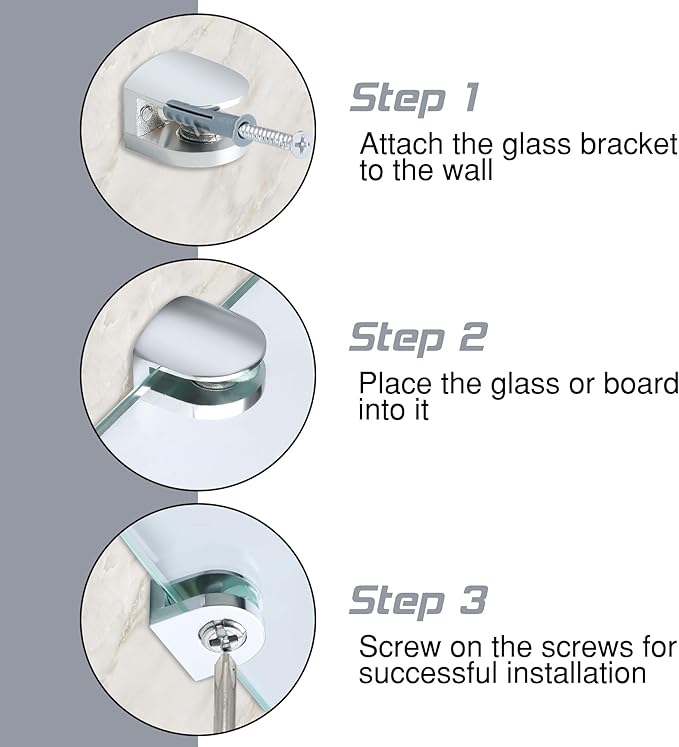 Alise Glass Shelf Bracket,Adjustable Clamp Brackets for Shelves,Wall Mount Clamps for 5-8mm Glass Shelves,Bathroom Clip Holder Support Hardware Replacement Parts,BL1010-4P Polished Chrome Pack of 4