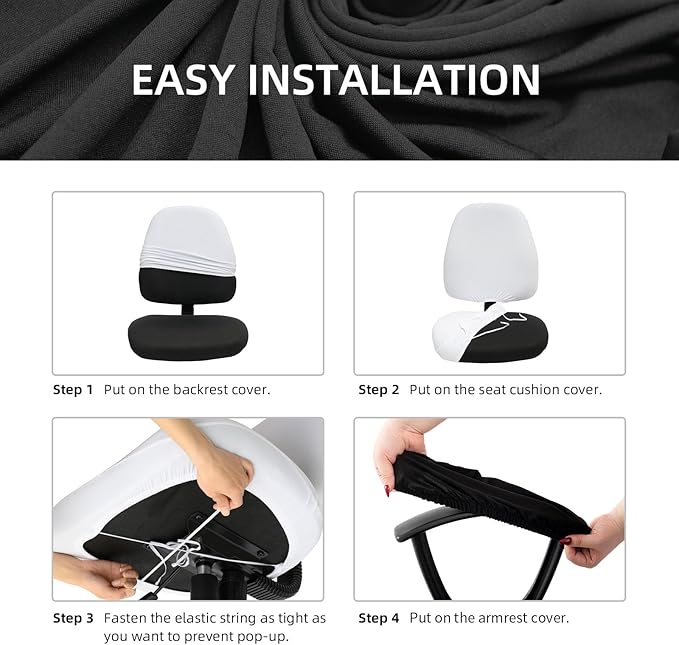 Stretchable Split Office Chair Seat Covers with Armrest Covers - Universal Stretch Computer Chair Slipcover - 180GSM Washable Rotating Backrest Coverings & Cushion Protectors for Dogs, Cats, Pets