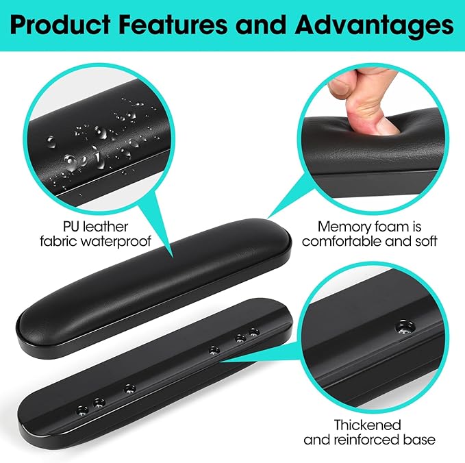 Wheelchair Armrest Pads - Premium Comfort Foam Cushions Universal Fit for Drive/Invacare/Medline Wheelchair Parts, Lightweight Wheelchair Accessories & Replacement Parts (Easy Installation)