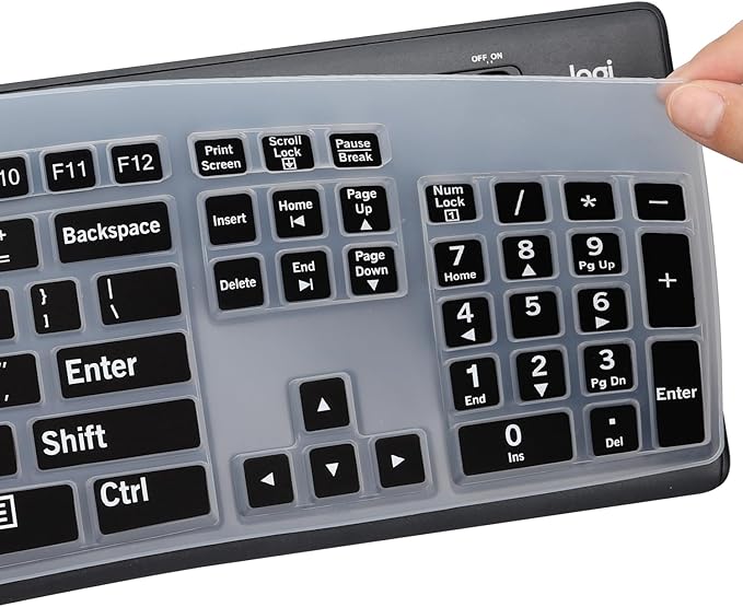Large Print Keyboard Cover for K270 Wireless Keyboard, Logitech MK295 MK275 MK270 Wireless Keyboard Cover, Logitech K200 K260 K270 MK200 MK260 K270 K275 K295 Keyboard Cover Skin Protector -Black