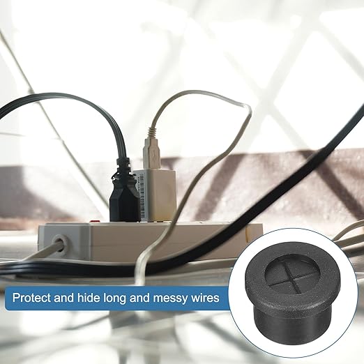 uxcell 6 Pcs Cable Cord Grommet, 9/16 Inch (14mm) Desk Grommet Flexible Rubber Grommets Wire Hole Cover Pass Through for Office Computer Desk Wire Organizer, Black