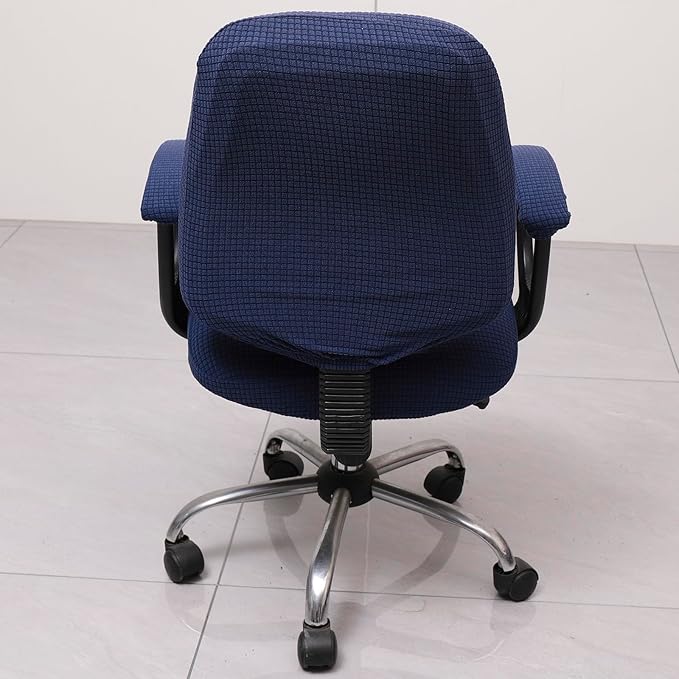 Melaluxe Office Chair Cover with Armrest Covers， Universal Stretch Desk Chair Cover, Computer Chair Slipcovers - Navy