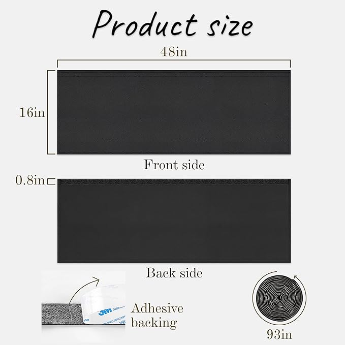 48" Under Desk Privacy Panel Self-Adhesive Modesty Panel Stand Up Desk Modesty Panel for Home Office or Standing Workstation, Black